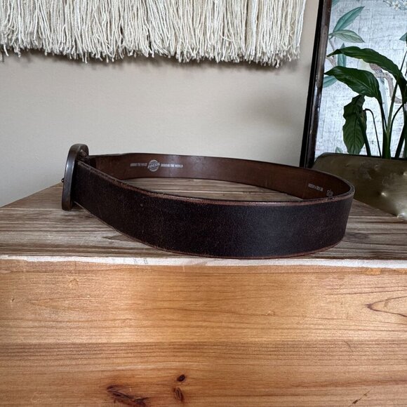 Fossil Brown Full Grain Genuine Leather Heavy Distressed Brass Buckle Size 36 - Picture 5 of 9